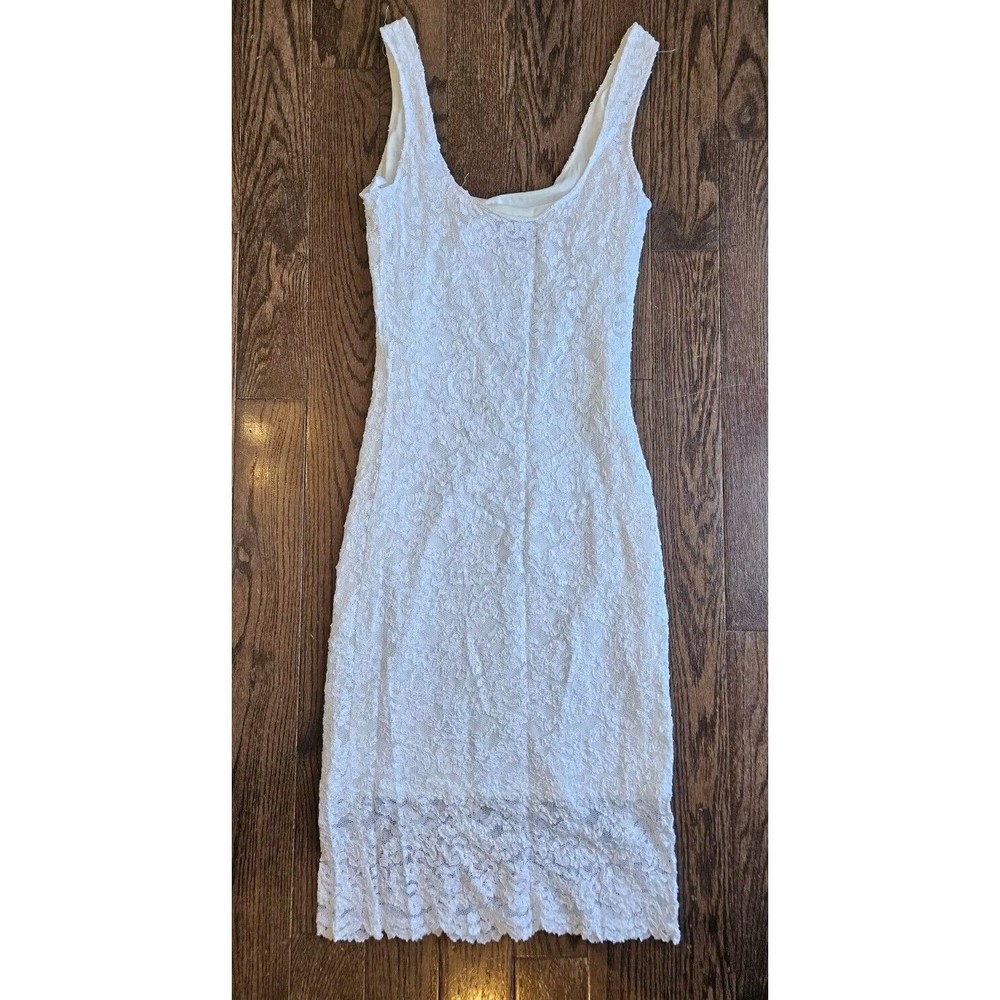 JS COLLECTIONS White Lace Vintage Midi Dress Sz 10 Formal Cocktail Wedding Dress - Picture 2 of 12